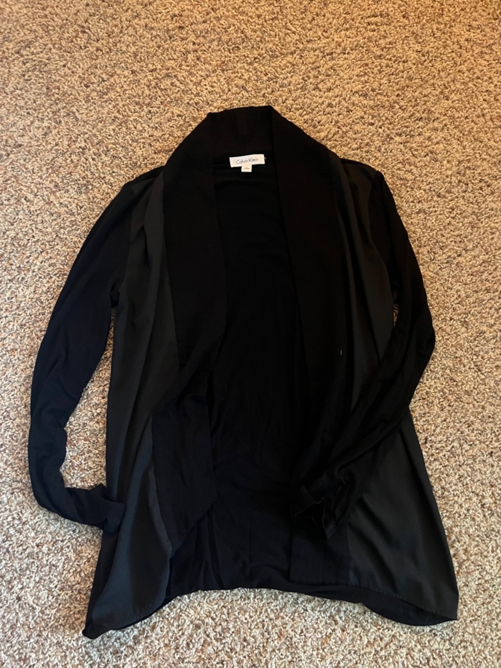 Calvin Klein Black Draped Open-Front Cardigan